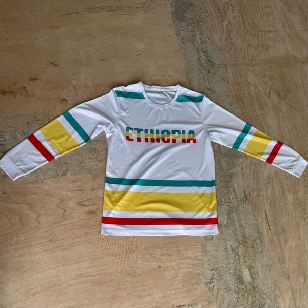 White Long-Sleeve Ethiopian Soccer Jersey