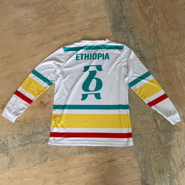 White Long-Sleeve Ethiopian Soccer Jersey